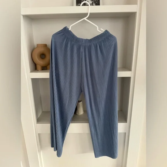 Oak + Fort Wide Leg Pleated Pant Blue - Picture 6 of 7